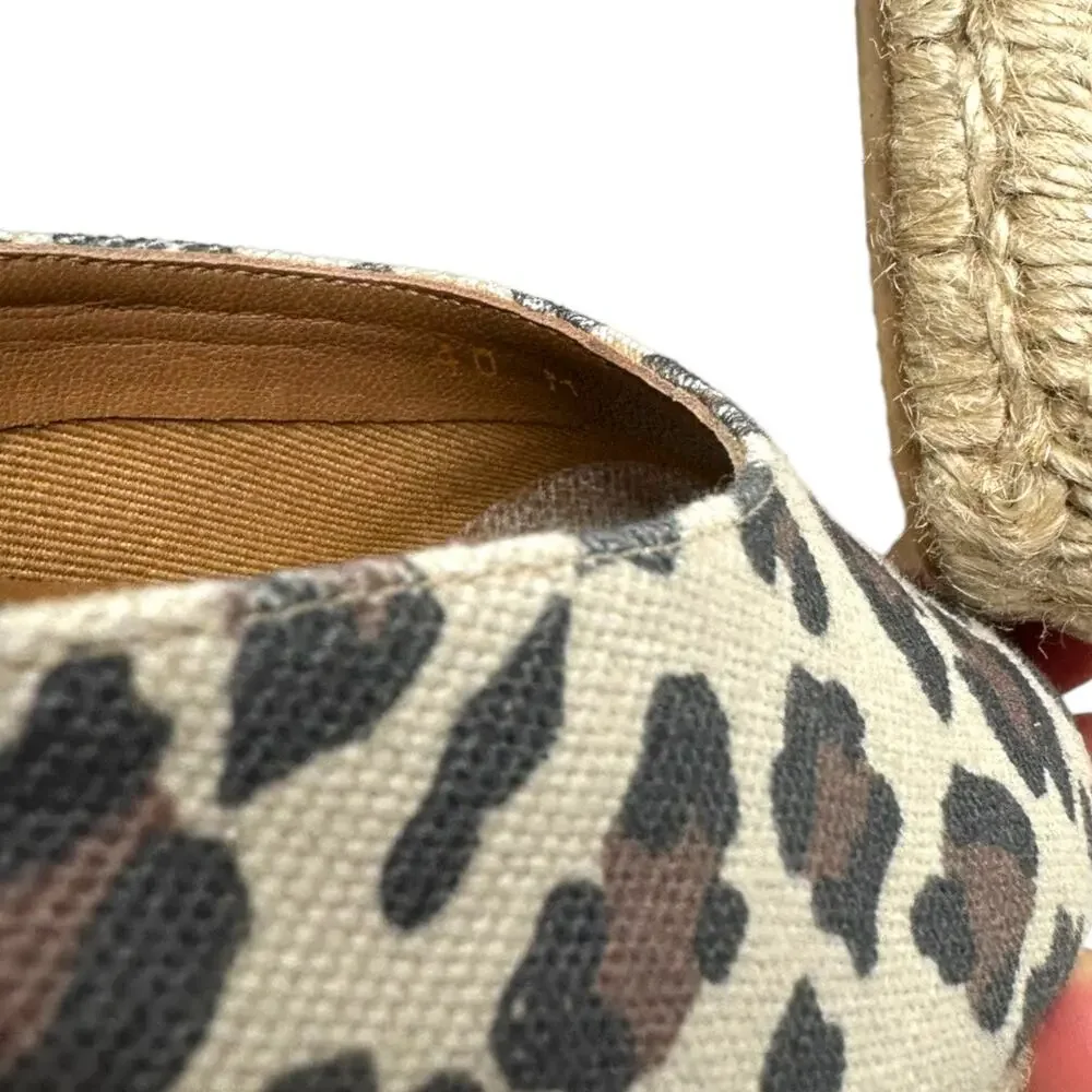 Margaux Leopard Print Lace-Up Espadrille Wedge Sandals Size 9.5